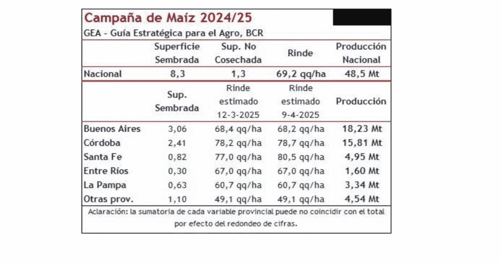 Maíz, Campaña, Informe