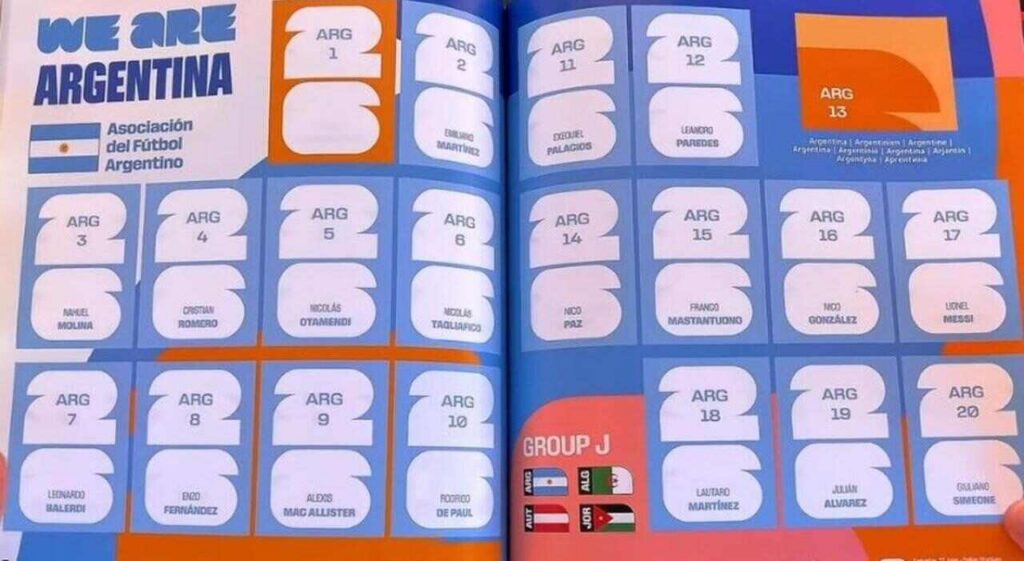 Álbum Mundial 2026, Selección Argentina